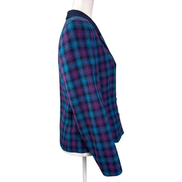 Pendleton Classic 100% Virgin Wool Vintage Blazer Jacket Tartan Plaid Women's 10 - Picture 6 of 9